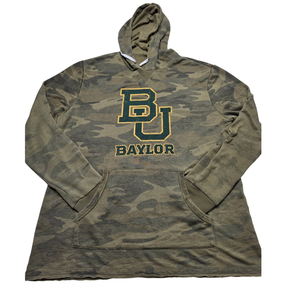 Alternative Apparel Baylor Bears Camo Hoodie Mens Large Green BU Pullover